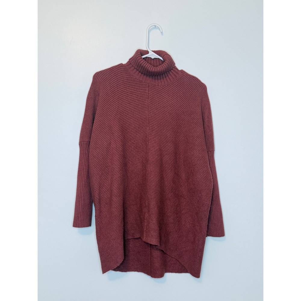 Sandra Darren Brick Red Oversized Turtleneck Sweater Tunic RC6032 Bohemian Small